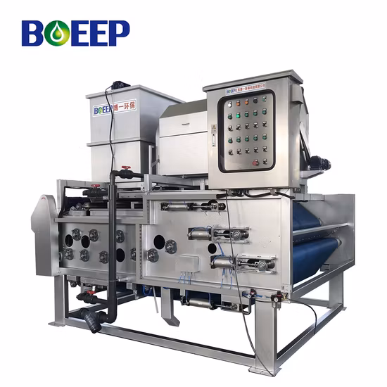 Сепаратор твердых и жидких частиц водного осадка с ленточным прессом для обезвоживания сточных вод